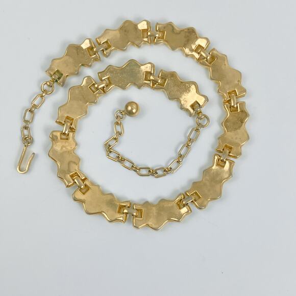 Vintage Signed Trifari Choker Necklace, Modern Zig Zag Chevron - Picture 7 of 11